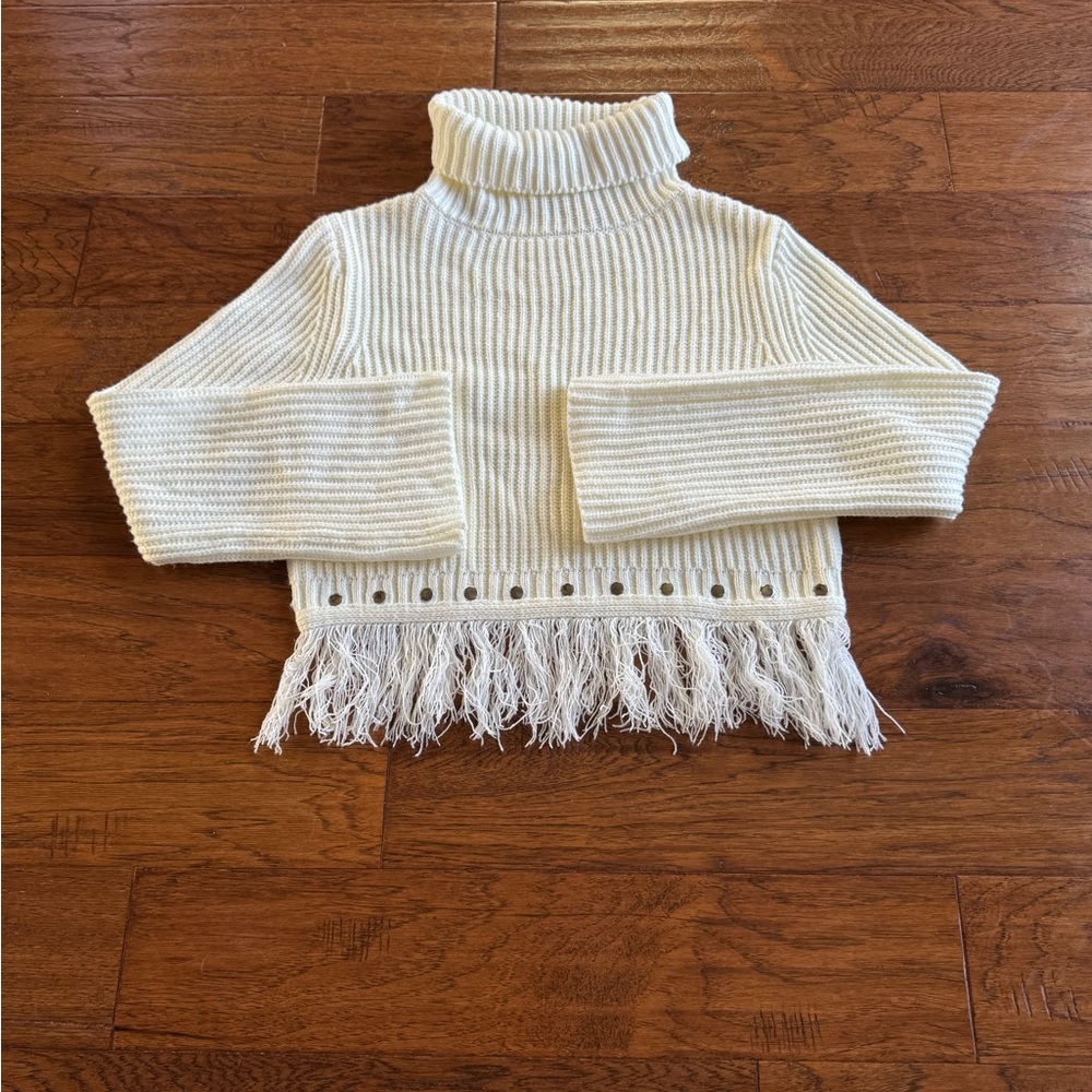 Lulus Ivory Ribbed Knit‎ Fringe Sweater - Picture 4 of 11